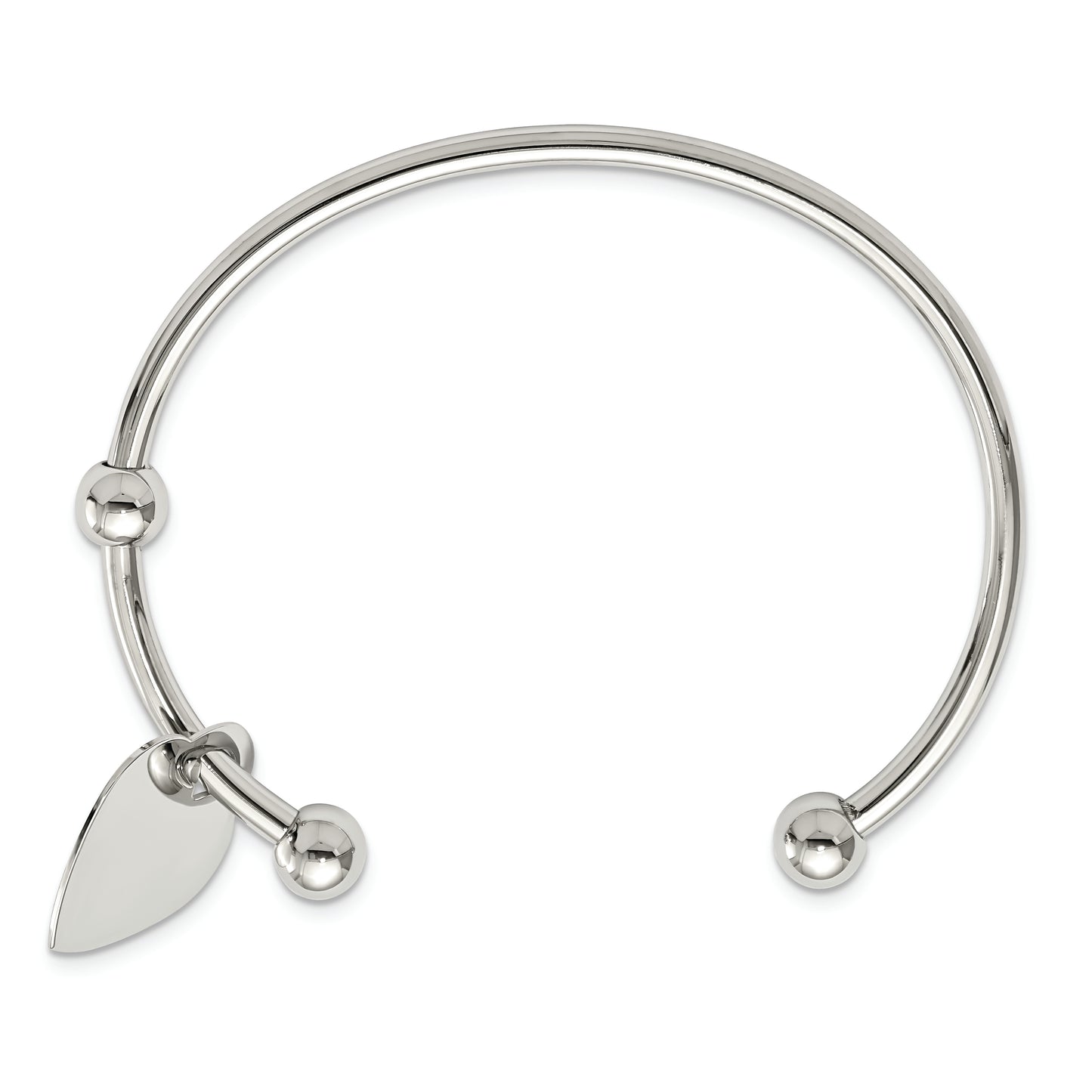 Chisel Brand Jewelry, Stainless Steel Polished Heart Bangle