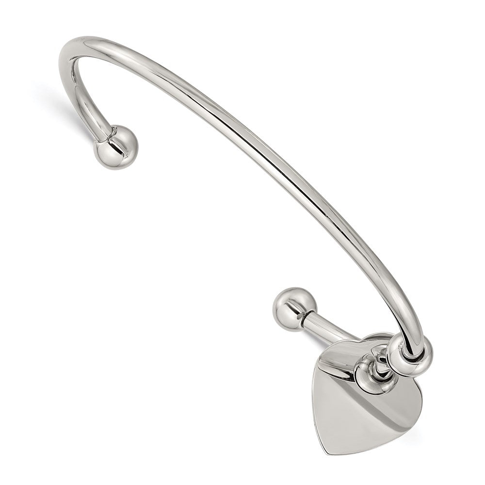 Chisel Brand Jewelry, Stainless Steel Polished Heart Bangle