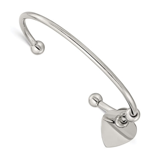 Chisel Brand Jewelry, Stainless Steel Polished Heart Bangle