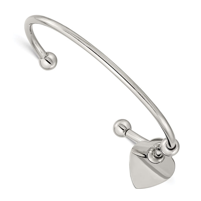 Chisel Brand Jewelry, Stainless Steel Polished Heart Bangle