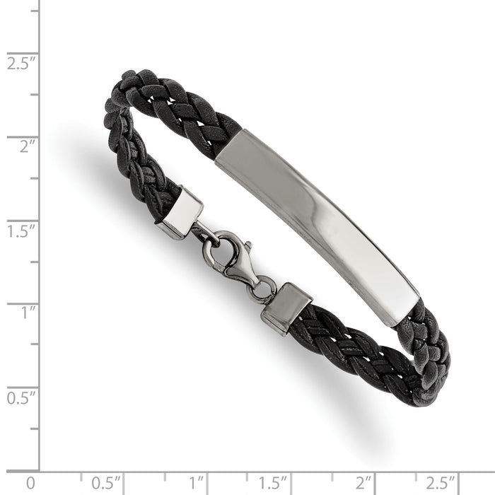 Chisel Brand Jewelry, Stainless Steel Polished Leather ID Bracelet
