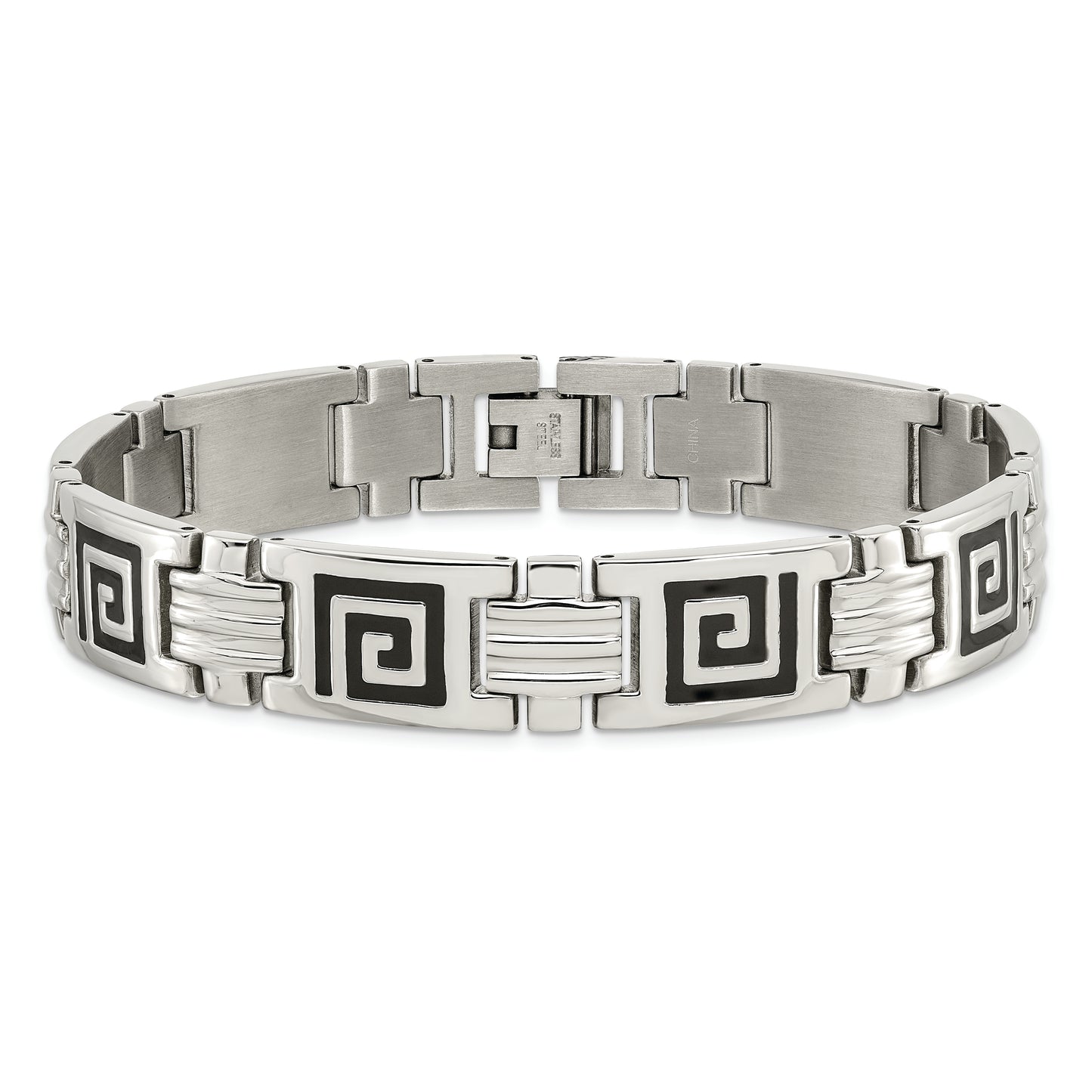 Chisel Brand Jewelry, Stainless Steel Black Enamel 9in Men's Bracelet