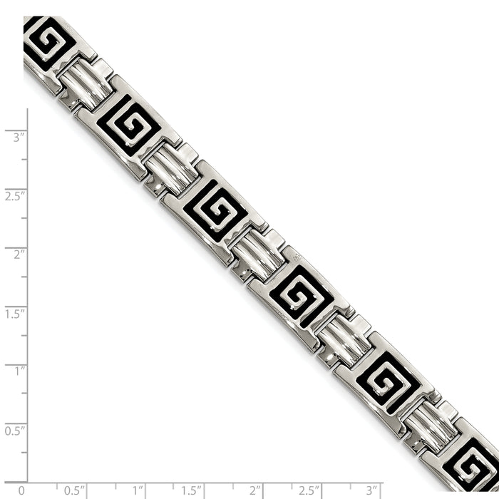 Chisel Brand Jewelry, Stainless Steel Black Enamel 9in Men's Bracelet