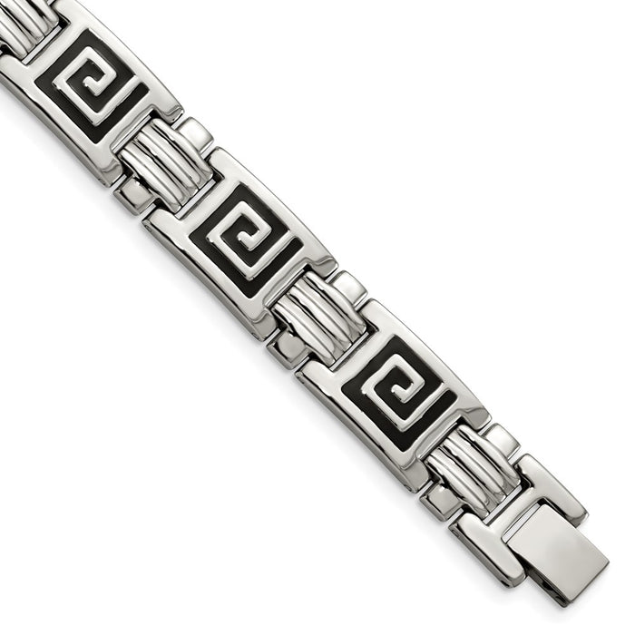 Chisel Brand Jewelry, Stainless Steel Black Enamel 9in Men's Bracelet