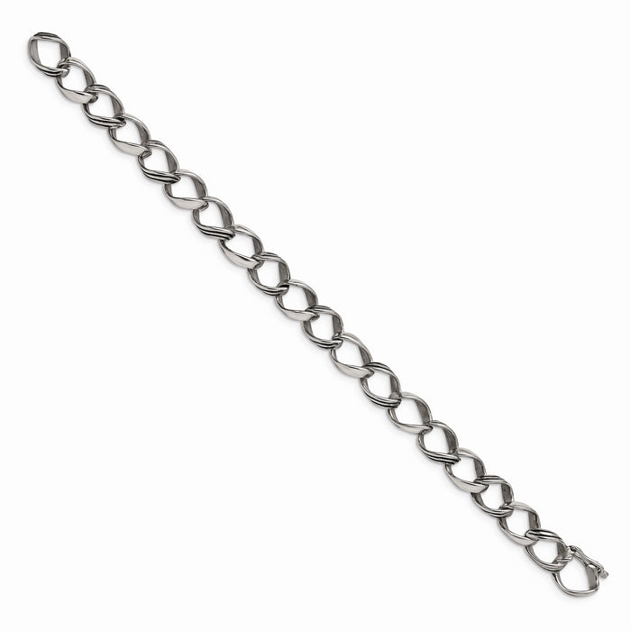 Chisel Brand Jewelry, Stainless Steel Polished and Antiqued Fancy Link Men's Bracelet