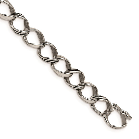 Chisel Brand Jewelry, Stainless Steel Polished and Antiqued Fancy Link Men's Bracelet