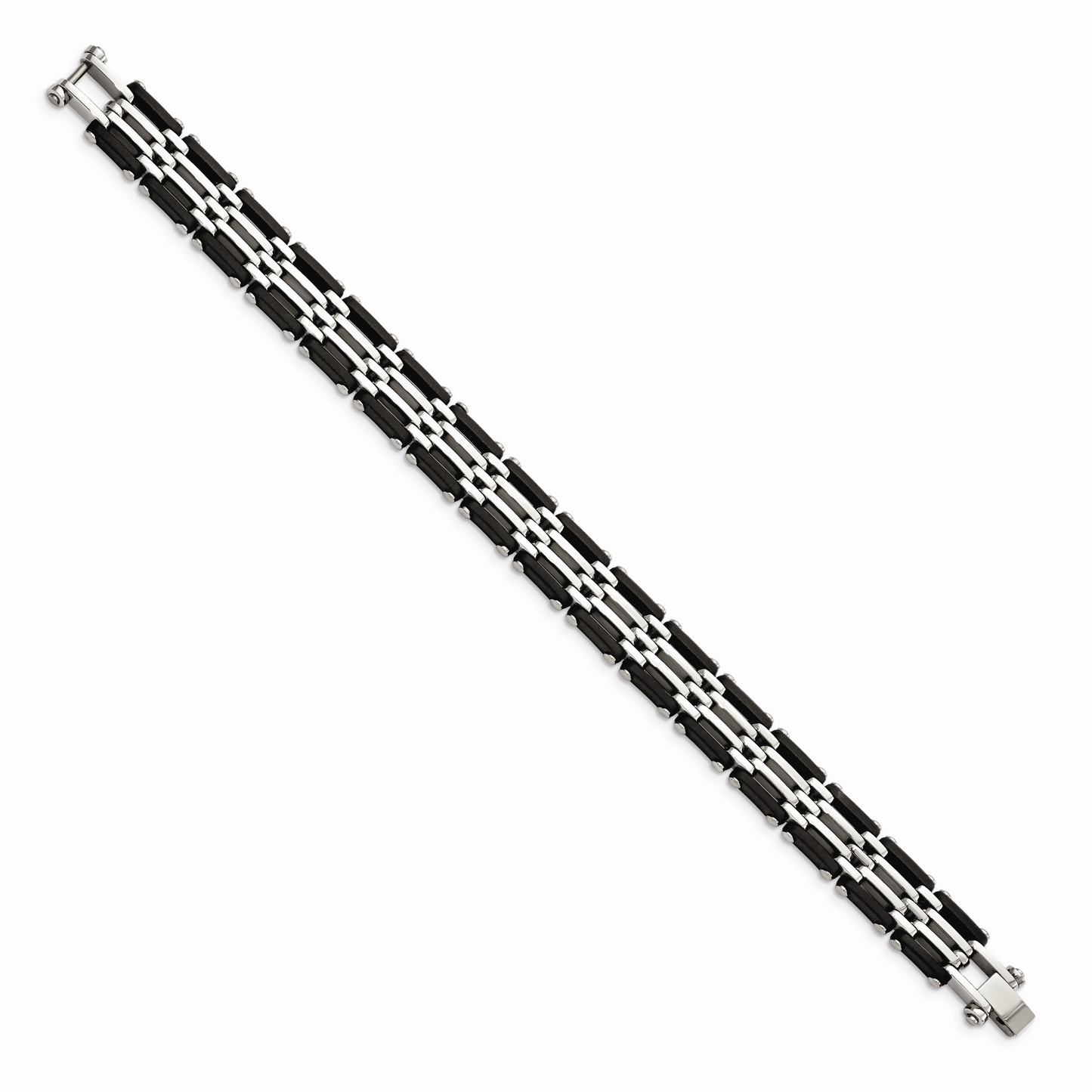 Chisel Brand Jewelry, Stainless Steel Polished Black Rubber Men's Bracelet