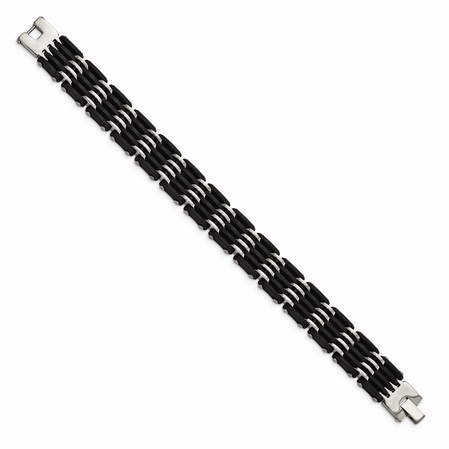 Chisel Brand Jewelry, Stainless Steel Polished Black Rubber Men's Bracelet