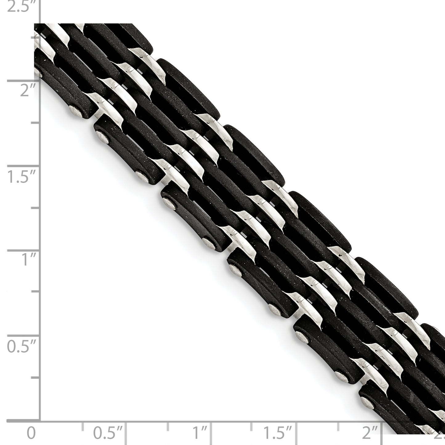 Chisel Brand Jewelry, Stainless Steel Polished Black Rubber Men's Bracelet