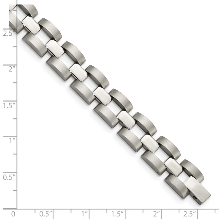 Chisel Brand Jewelry, Stainless Steel Polished and Matte Link Men's Bracelet