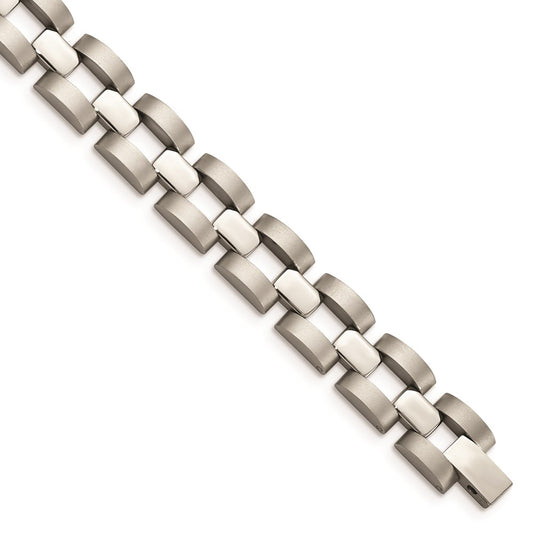 Chisel Brand Jewelry, Stainless Steel Polished and Matte Link Men's Bracelet