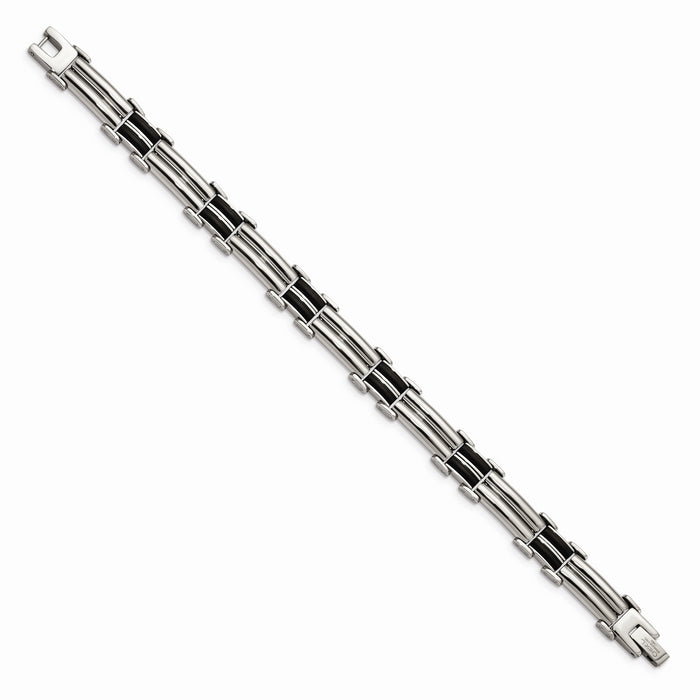 Chisel Brand Jewelry, Stainless Steel Polished Black Rubber Men's Bracelet