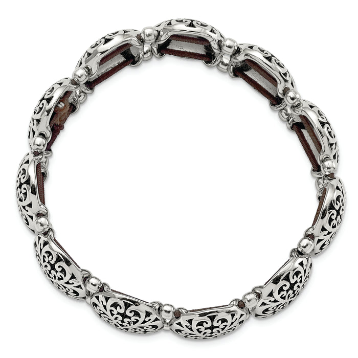 Chisel Brand Jewelry, Stainless Steel Polished/Antiqued Oval Stretch Bracelet