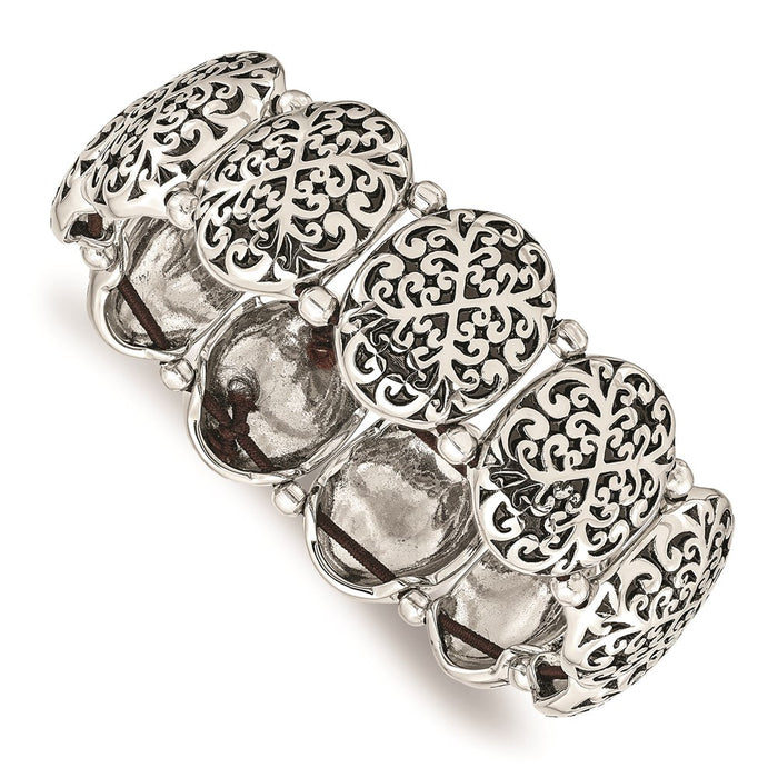 Chisel Brand Jewelry, Stainless Steel Polished/Antiqued Oval Stretch Bracelet