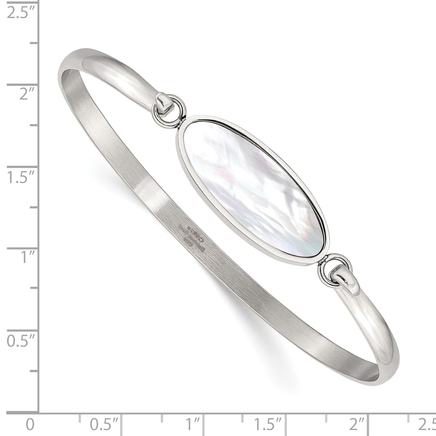 Chisel Brand Jewelry, Stainless Steel Polished Oval Mother of Pearl Bracelet