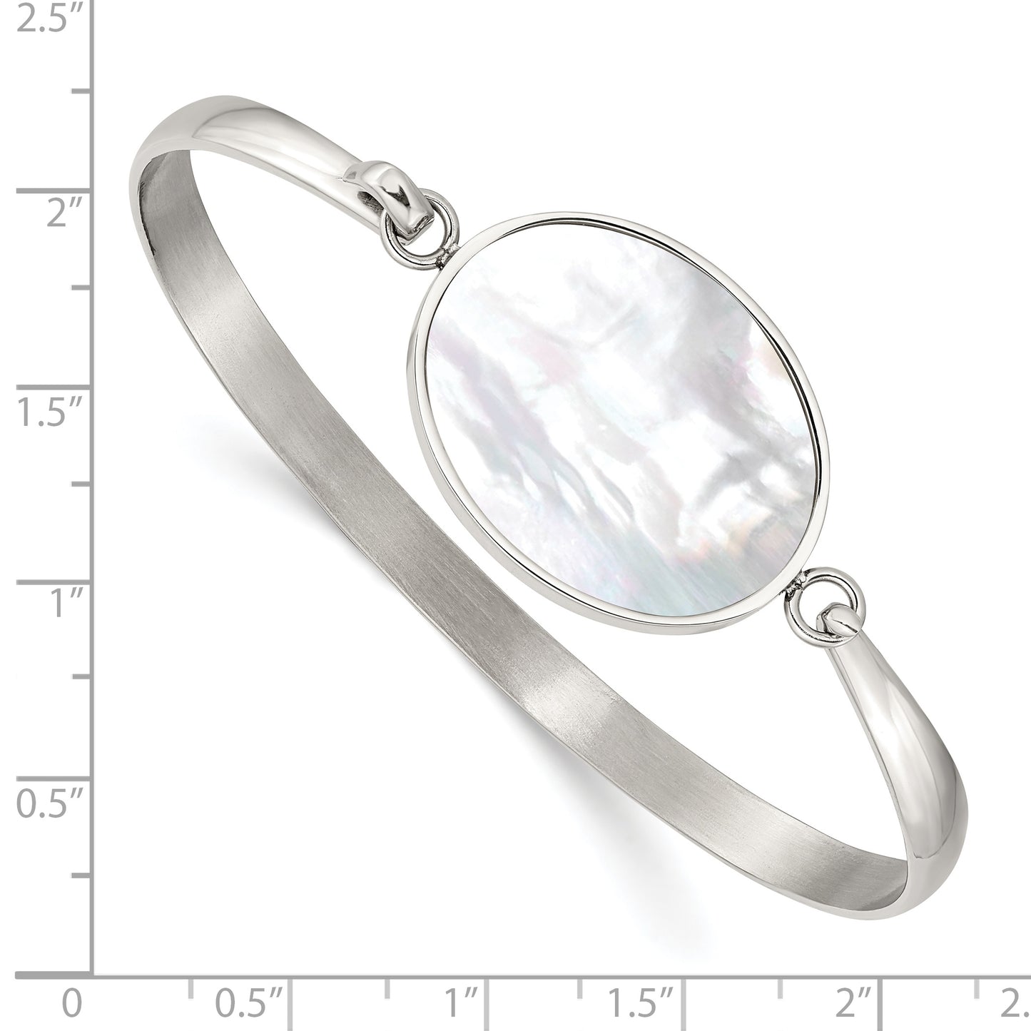 Chisel Brand Jewelry, Stainless Steel Polished Oval Mother of Pearl Bracelet
