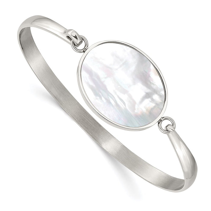 Chisel Brand Jewelry, Stainless Steel Polished Oval Mother of Pearl Bracelet