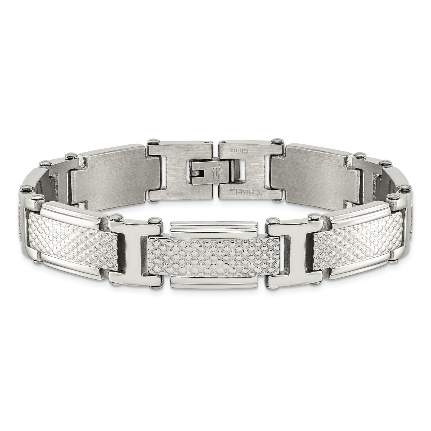 Chisel Brand Jewelry, Stainless Steel Polished and Textured Men's Bracelet