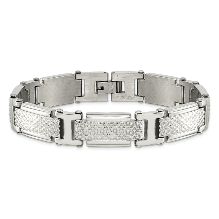 Chisel Brand Jewelry, Stainless Steel Polished and Textured Men's Bracelet