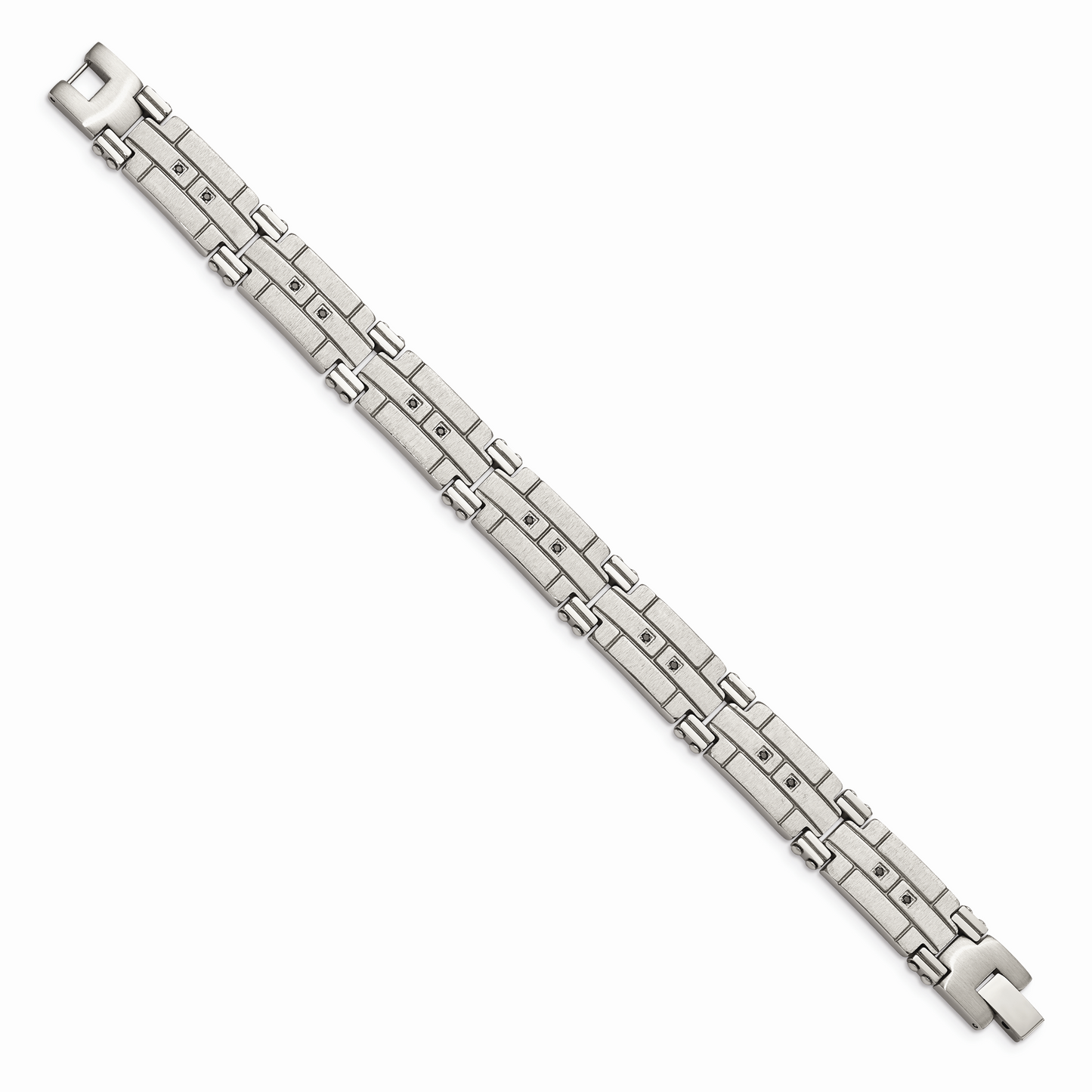 Chisel Brand Jewelry, Stainless Steel Polished and Satin with Black CZ Men's Bracelet