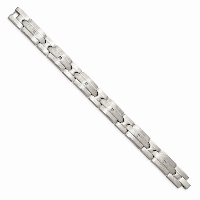 Chisel Brand Jewelry, Stainless Steel Brushed CZs Men's Bracelet