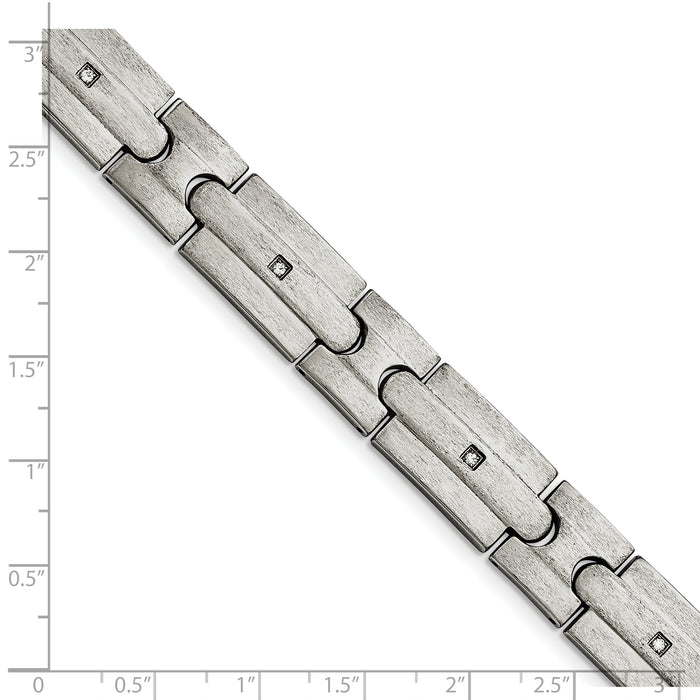 Chisel Brand Jewelry, Stainless Steel Brushed CZs Men's Bracelet