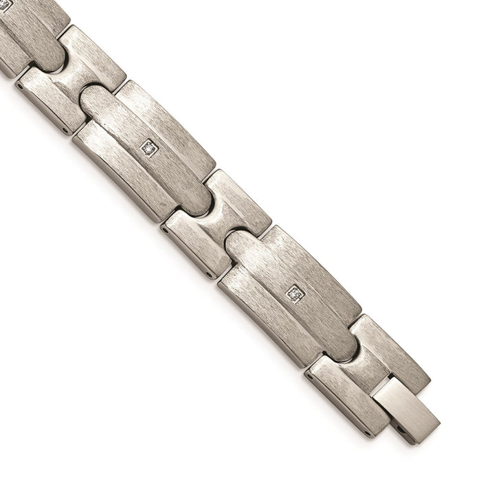 Chisel Brand Jewelry, Stainless Steel Brushed CZs Men's Bracelet