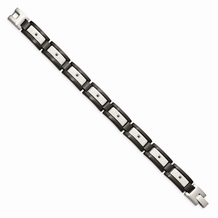 Chisel Brand Jewelry, Stainless Steel Brushed Black IP-plated with Black CZ Men's Bracelet