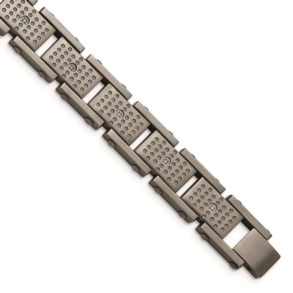 Chisel Brand Jewelry, Stainless Steel Brushed with CZ Men's Bracelet
