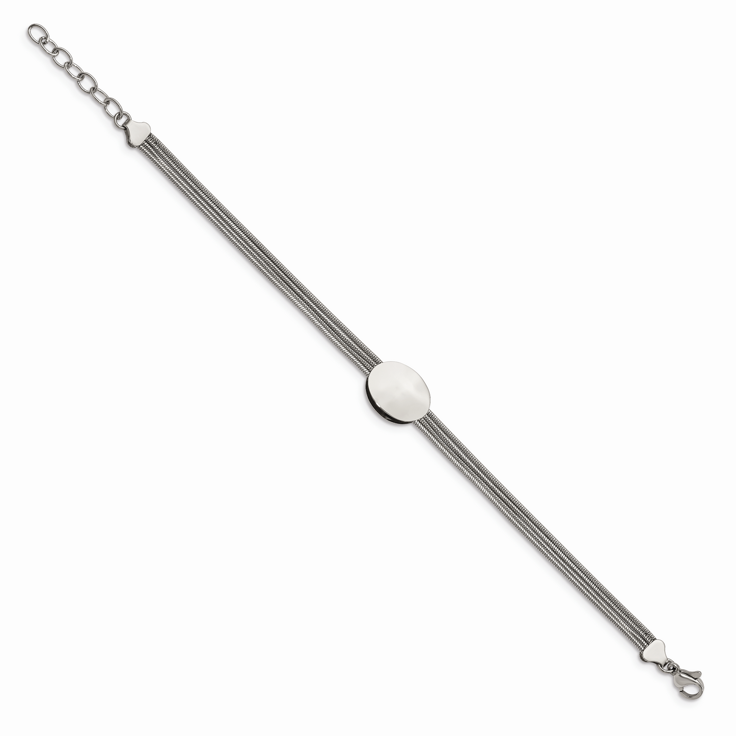 Chisel Brand Jewelry, Stainless Steel Polished Oval with 1.25in extension Bracelet