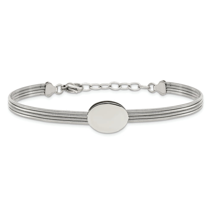 Chisel Brand Jewelry, Stainless Steel Polished Oval with 1.25in extension Bracelet