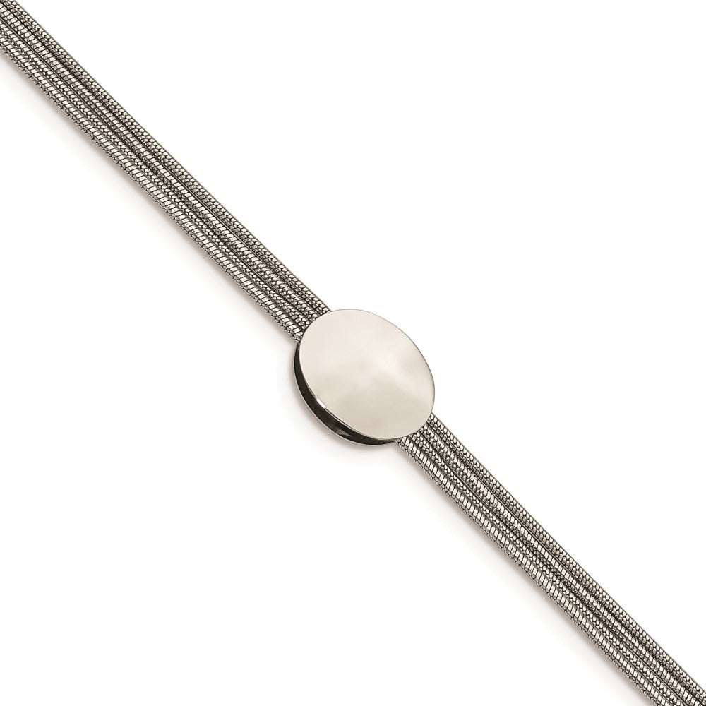 Chisel Brand Jewelry, Stainless Steel Polished Oval with 1.25in extension Bracelet