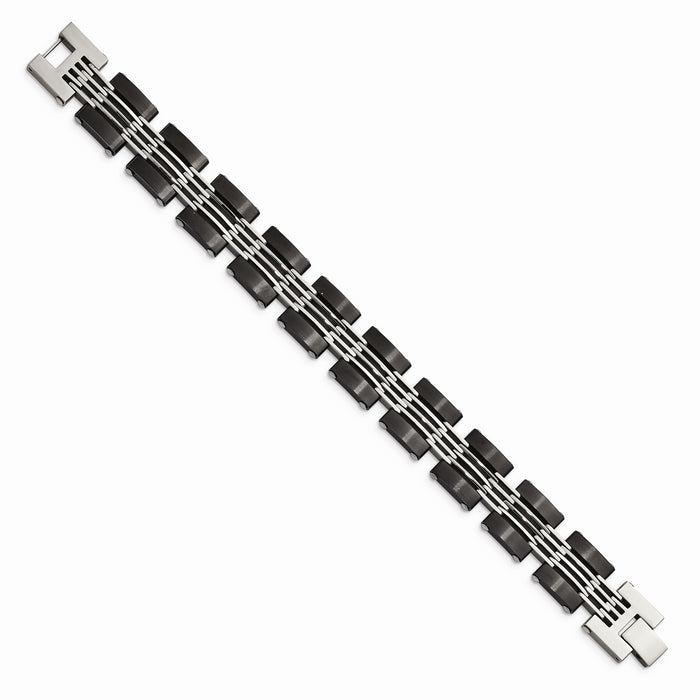 Chisel Brand Jewelry, Stainless Steel Brushed and Polished Black IP-plated Men's Bracelet