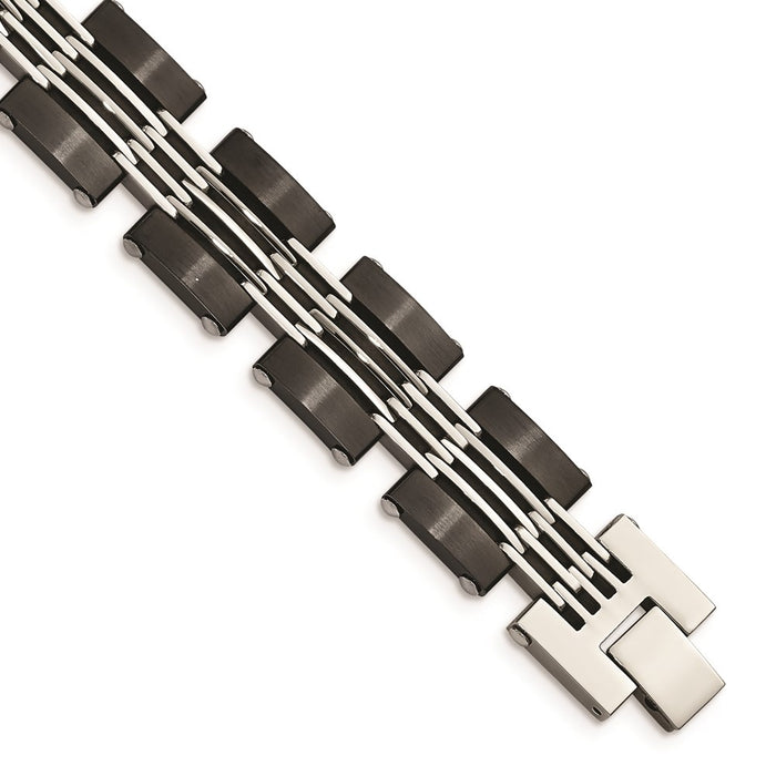 Chisel Brand Jewelry, Stainless Steel Brushed and Polished Black IP-plated Men's Bracelet