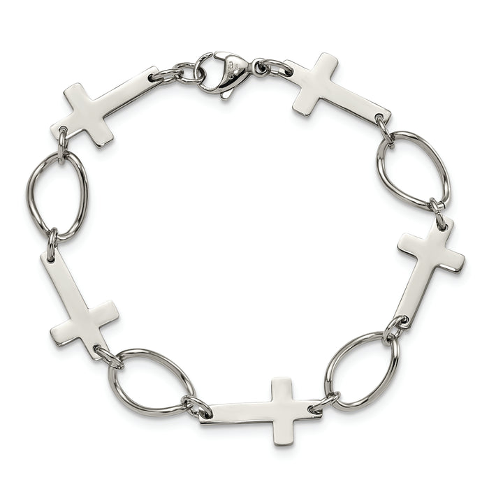 Chisel Brand Jewelry, Stainless Steel Polished Cross Bracelet