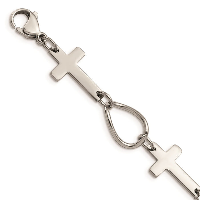 Chisel Brand Jewelry, Stainless Steel Polished Cross Bracelet