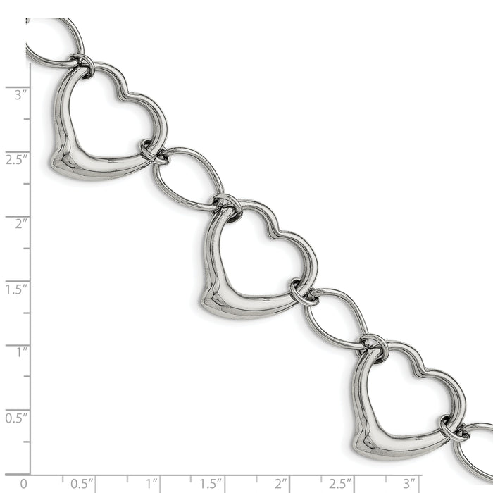 Chisel Brand Jewelry, Stainless Steel Polished Hearts Bracelet