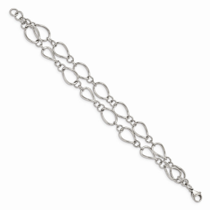 Chisel Brand Jewelry, Stainless Steel Polished Double Strand Bracelet