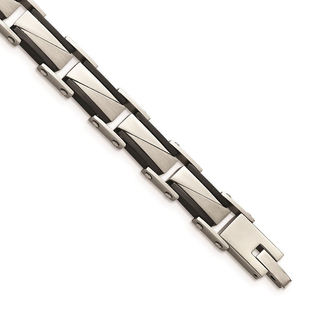 Chisel Brand Jewelry, Stainless Steel Brushed and Polished Black IP-plated Men's Bracelet