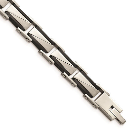 Chisel Brand Jewelry, Stainless Steel Brushed and Polished Black IP-plated Men's Bracelet