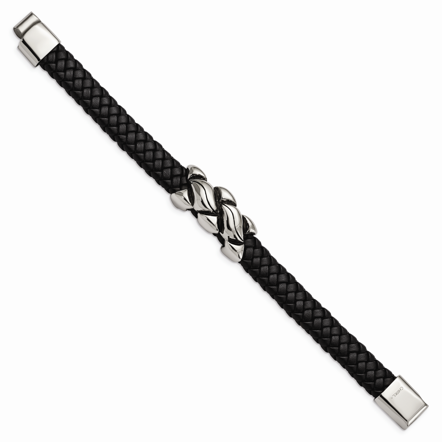 Chisel Brand Jewelry, Stainless Steel Antiqued Black Leather Bracelet