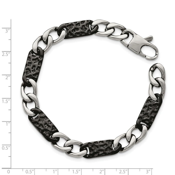 Chisel Brand Jewelry, Stainless Steel Polished Black IP-plated Link Men's Bracelet