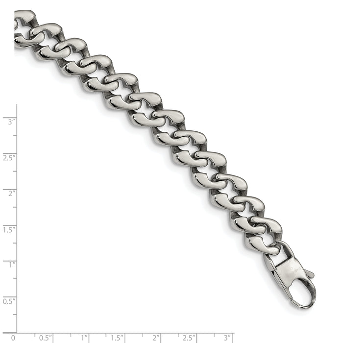 Chisel Brand Jewelry, Stainless Steel Polished Link Men's Bracelet