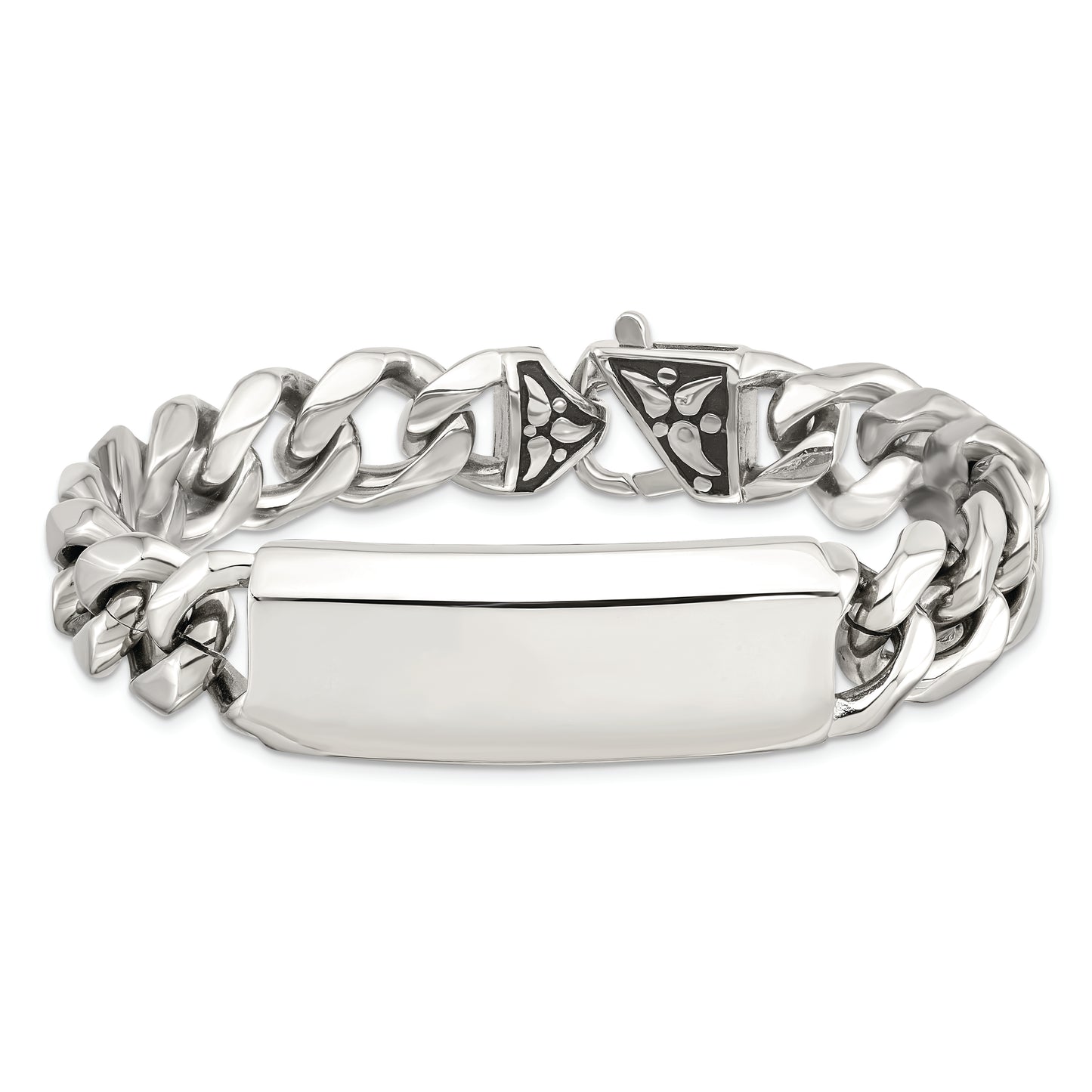 Chisel Brand Jewelry, Stainless Steel Polished and Antiqued Curb ID Link Men's Bracelet