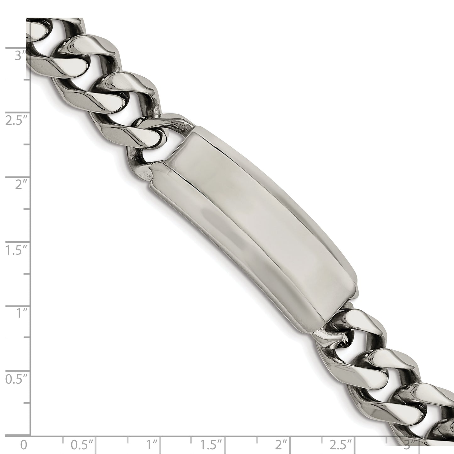Chisel Brand Jewelry, Stainless Steel Polished and Antiqued Curb ID Link Men's Bracelet