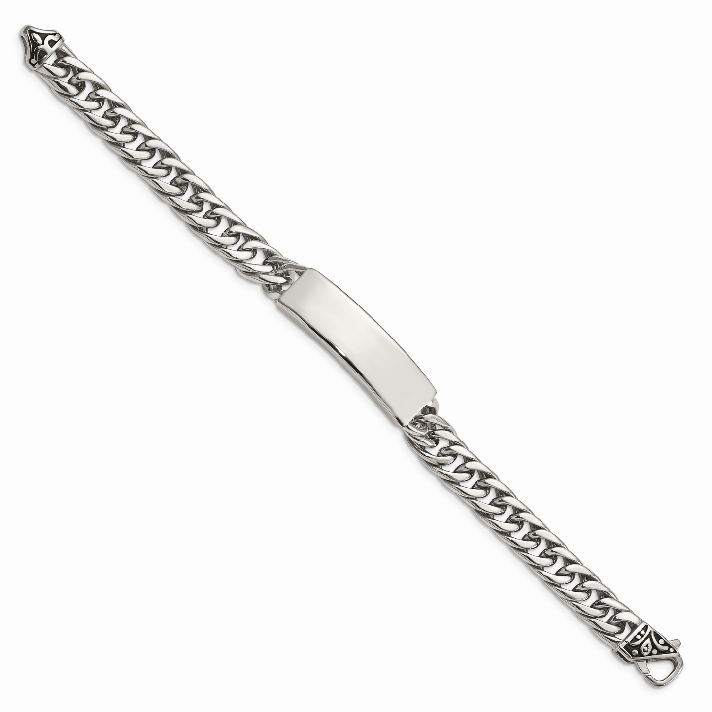 Chisel Brand Jewelry, Stainless Steel Polished and Antiqued Curb ID Link Men's Bracelet
