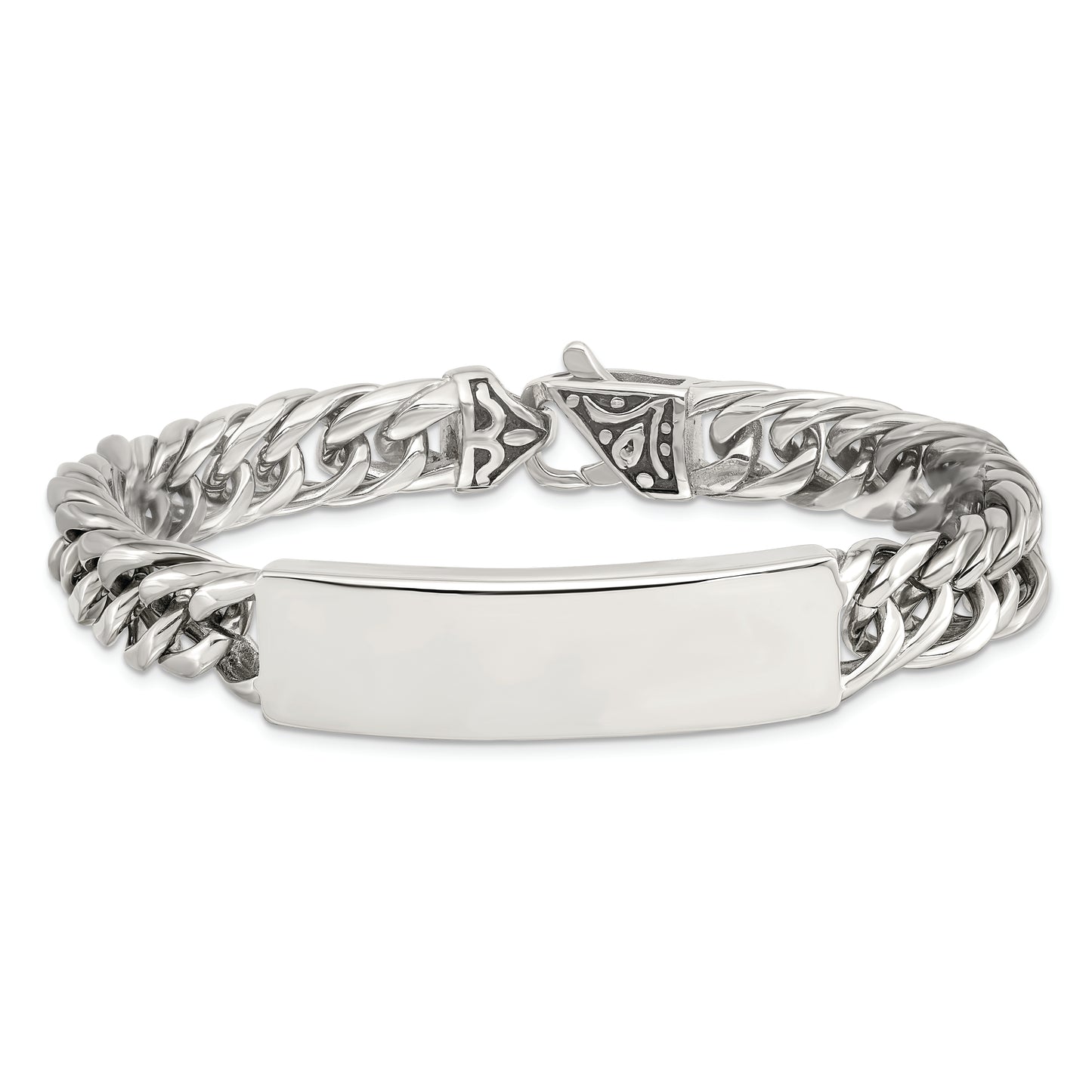 Chisel Brand Jewelry, Stainless Steel Polished and Antiqued Curb ID Link Men's Bracelet