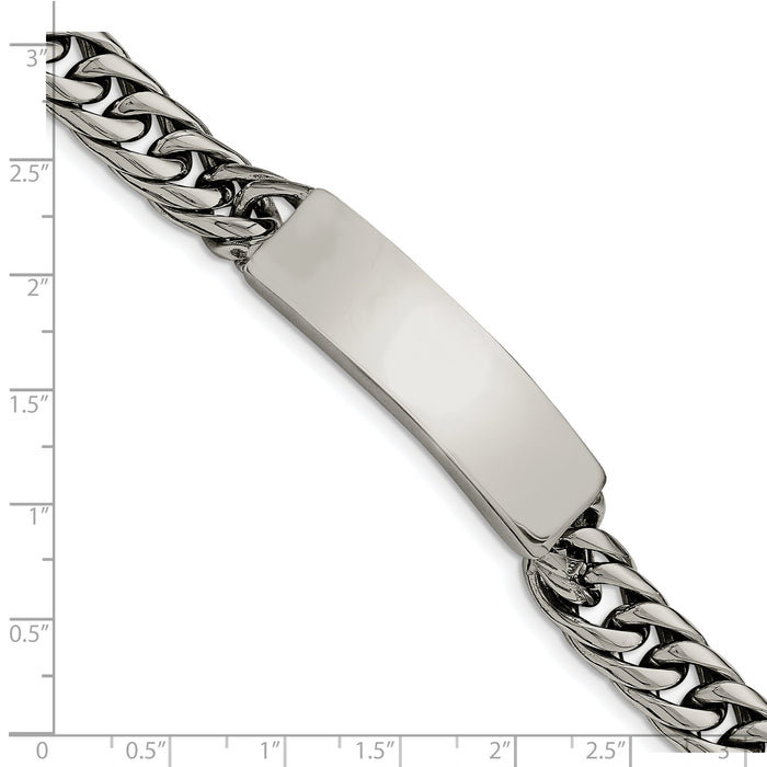 Chisel Brand Jewelry, Stainless Steel Polished and Antiqued Curb ID Link Men's Bracelet