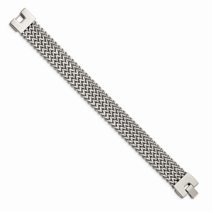 Chisel Brand Jewelry, Stainless Steel Polished Woven Men's Bracelet