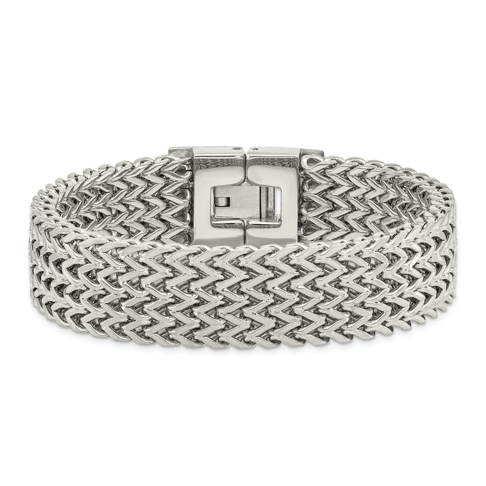 Chisel Brand Jewelry, Stainless Steel Polished Woven Men's Bracelet